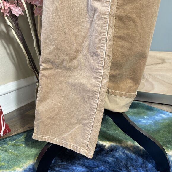 Talbots Womens Straight Leg Corduroy Pants 16 Brown High Waist Stretch Preppy - Picture 3 of 8